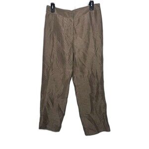 Eileen Fisher Wide Leg Silk Pants Women Medium Petite Brown Trousers